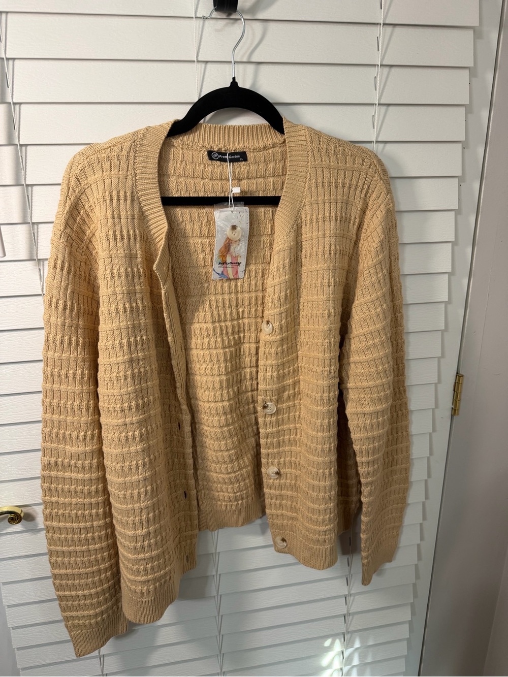 Classic Men's Beige Knit Cardigan Sweater